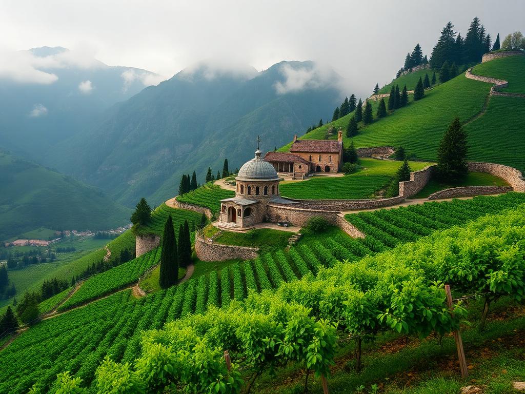 The Caucasus on a full green canvas
