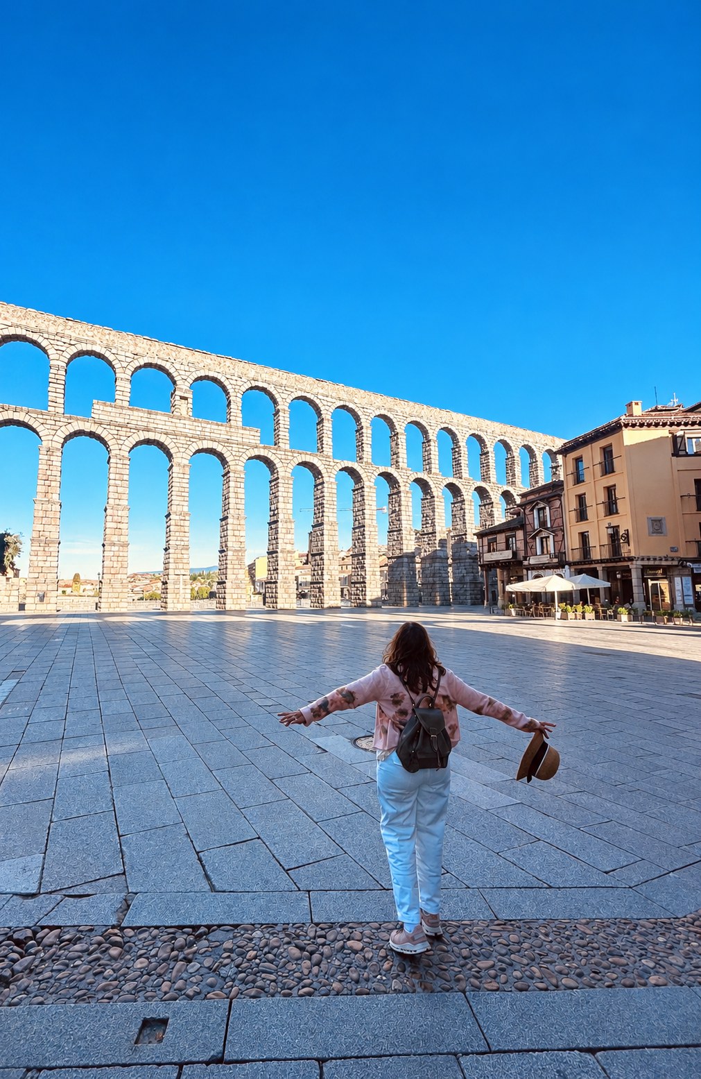 Alka beneath the Roman Aqueduct of Segovia
